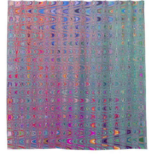 Abstracte caleidoscopische retro boemerang golven douchegordijn (Voorkant)