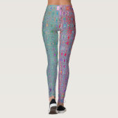 Abstracte caleidoscopische retro boemerang golven leggings (Achterkant)