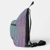 Abstracte caleidoscopische retro boemerang golven sling bag (Rechts)