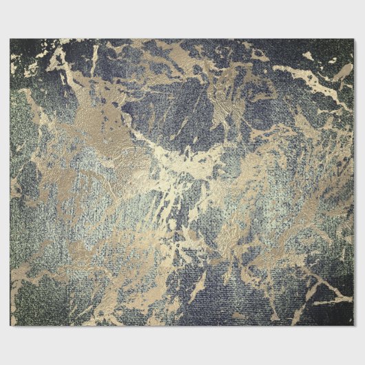 Abstracte Cali Green Paint Golden Metallic Strokes Cadeaupapier (Vlak)