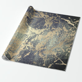 Abstracte Cali Green Paint Golden Metallic Strokes Cadeaupapier