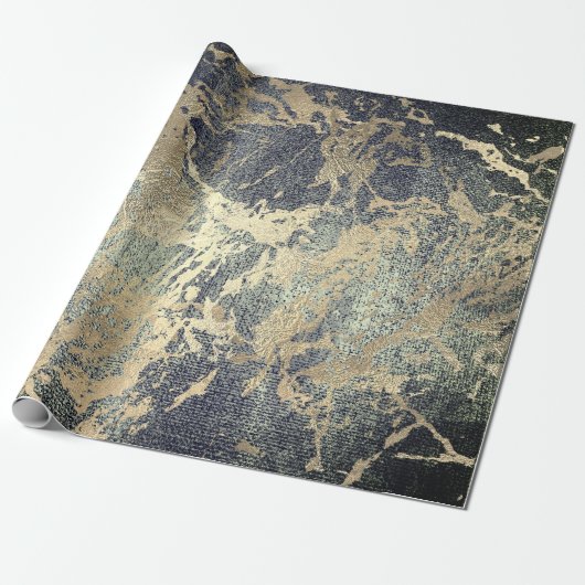 Abstracte Cali Green Paint Golden Metallic Strokes Cadeaupapier (Uitgerold)