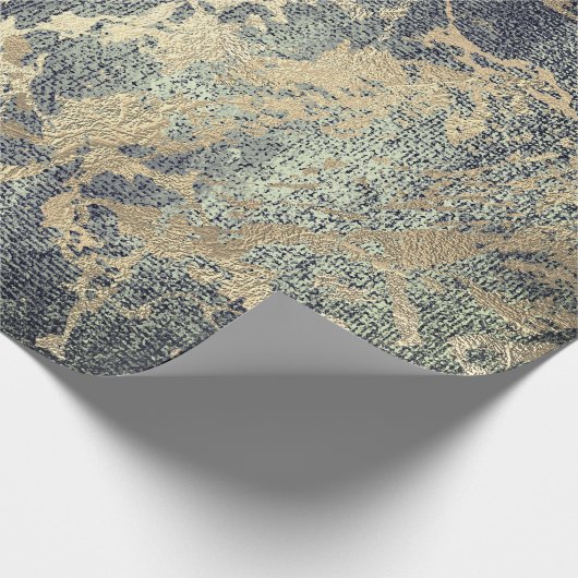 Abstracte Cali Green Paint Golden Metallic Strokes Cadeaupapier (Hoek)