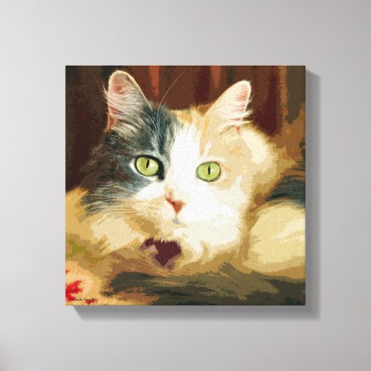 Abstracte Calico Cat Canvas Afdruk (Voorkant)