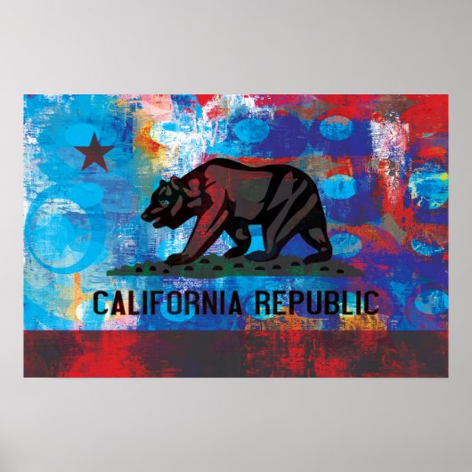 Abstracte Californische vlag Poster (Voorkant)