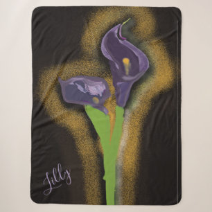Abstracte Calla-lelie Stipple-Kunst Sherpa Deken