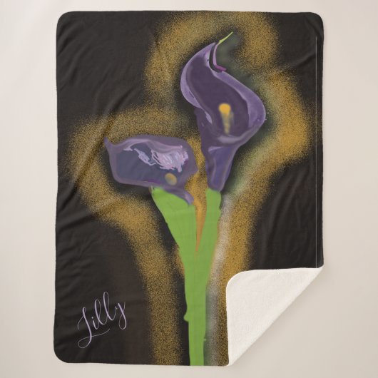 Abstracte Calla-lelie Stipple-Kunst  Sherpa Deken (Voorkant)