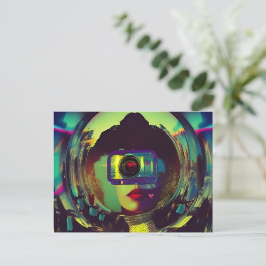 Abstracte Camera Vrouw Sci-fi Briefkaart (Staand voorkant)