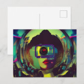 Abstracte Camera Vrouw Sci-fi Briefkaart (Voorkant / Achterkant)