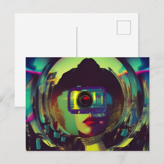 Abstracte Camera Vrouw Sci-fi Briefkaart (Voorkant / Achterkant)