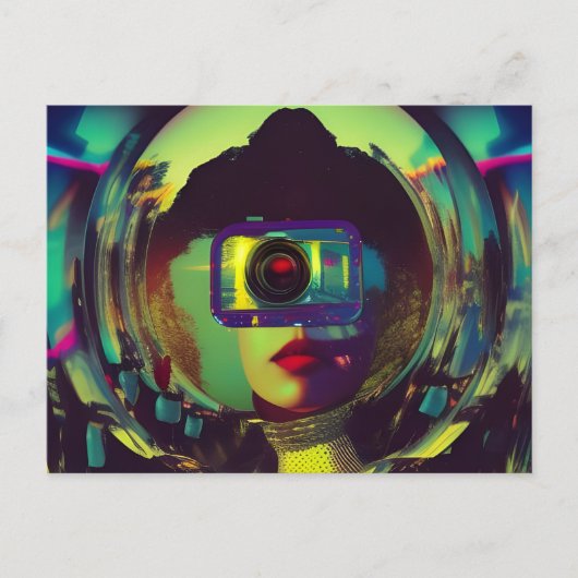 Abstracte Camera Vrouw Sci-fi Briefkaart (Voorkant)