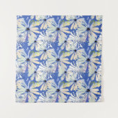 Abstracte camomiles op een blauwe achtergrond. wandkleed (Voorkant)