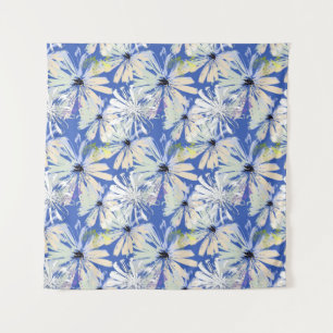 Abstracte camomiles op een blauwe achtergrond. wandkleed