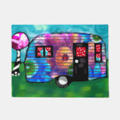  Abstracte Camp Trailer Floral Happy Camper Deurmat (Voorkant)