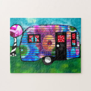  Abstracte Camp Trailer Floral Happy Camper Legpuzzel