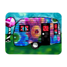 Abstracte Camp Trailer Floral Happy Camper Magneet