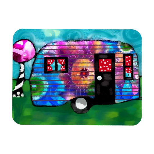  Abstracte Camp Trailer Floral Happy Camper Magneet (Horizontaal)