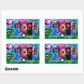  Abstracte Camp Trailer Floral Happy Camper Rechthoekige Sticker (Vel)