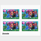  Abstracte Camp Trailer Floral Happy Camper Rechthoekige Sticker (Vel)