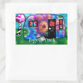  Abstracte Camp Trailer Floral Happy Camper Rechthoekige Sticker (Tas)