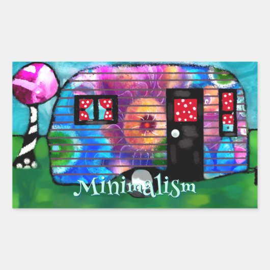  Abstracte Camp Trailer Floral Happy Camper Rechthoekige Sticker (Voorkant)