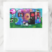  Abstracte Camp Trailer Floral Happy Camper Rechthoekige Sticker (Tas)
