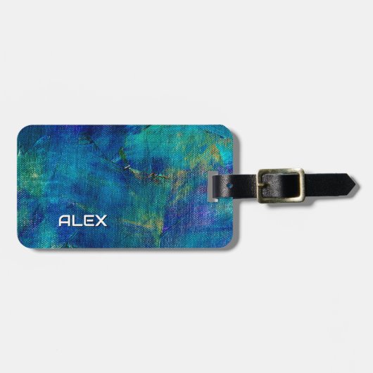 Abstracte Canvas Schilderij – Parelblauwe tinten Bagagelabel (Voorkant horizontaal)