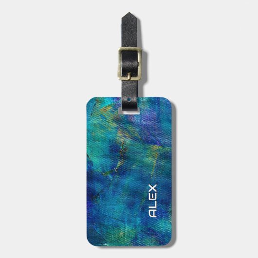 Abstracte Canvas Schilderij – Parelblauwe tinten Bagagelabel (Voorkant verticaal)