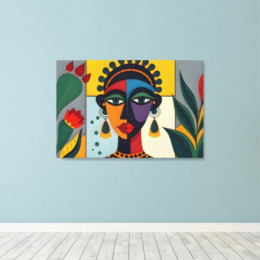 Abstracte Caribische kunst Canvas Afdruk (Insitu (Houten vloer))