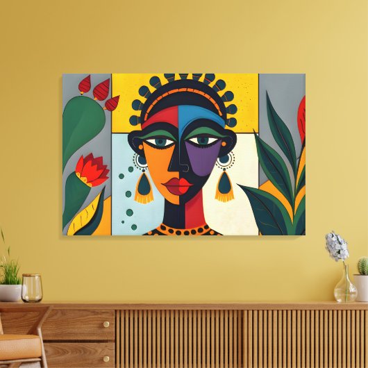 Abstracte Caribische kunst Canvas Afdruk (Insitu (Woonkamer))