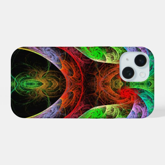 Abstracte carnaval iPhone 15 case (Achterkant horizontaal)
