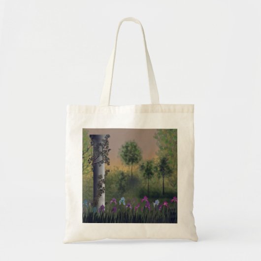 Abstracte cartoon digitale landschapsbosbomen flo tote bag (Voorkant)