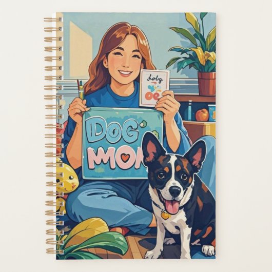 Abstracte Cartoon hond moeder puppy Planner (Voorkant)