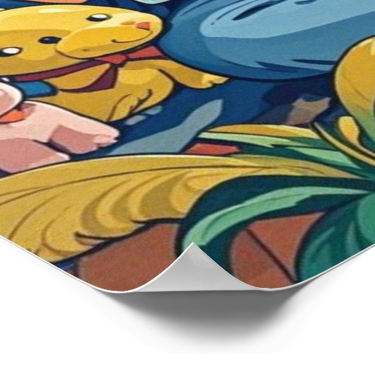 Abstracte Cartoon hond moeder puppy Poster (Hoek)