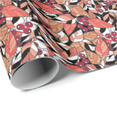 Abstracte cartoon laat bessen zwart cadeaupapier (Rol Hoek)