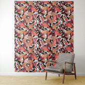 Abstracte cartoon laat bessen zwart wandkleed (In situ)