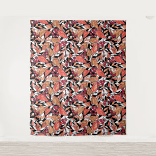 Abstracte cartoon laat bessen zwart wandkleed