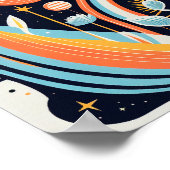 Abstracte cartoon ruimte planeet. Moderne kosmos Poster (Hoek)