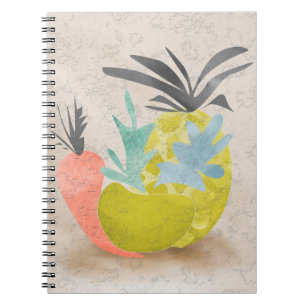 Abstracte cartoon wortelen anananas notitieboek