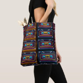 Abstracte cassettebandneonretro-muziek van backgro tote bag (Dichtbij)
