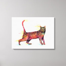 Abstracte Cat aquarel Canvas Afdruk