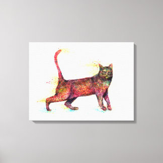 Abstracte Cat aquarel Canvas Afdruk