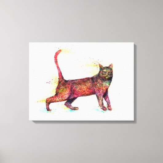 Abstracte Cat aquarel Canvas Afdruk (Voorkant)