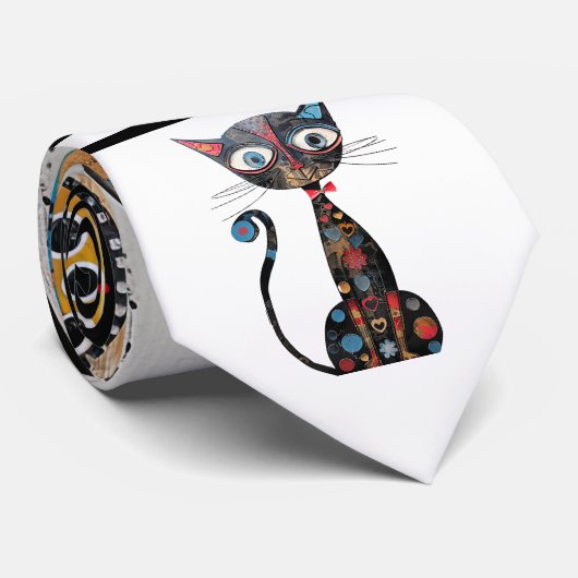 Abstracte Cat Design stropdas (Opgerold)