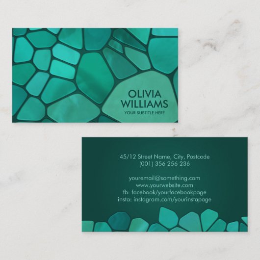 Abstracte cellen - Emerald Green Visitekaartje (Voorkant / Achterkant)