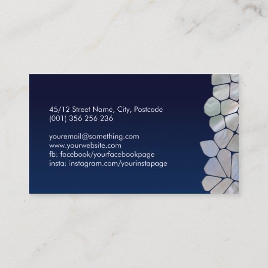 Abstracte cellen - Moeder van parels op blauw Visitekaartje (Achterkant)