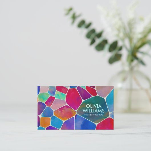 Abstracte cellen - Waterverf splash Visitekaartje (Staand voorkant)