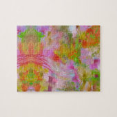 Abstracte challenge puzzel in roze & groen legpuzzel (Horizontaal)