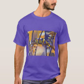 Abstracte Chameleon in Paars Oranje geel op T - sh T-shirt (Voorkant)