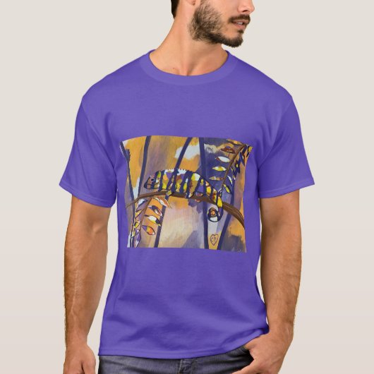 Abstracte Chameleon in Paars Oranje geel op T - sh T-shirt (Voorkant)